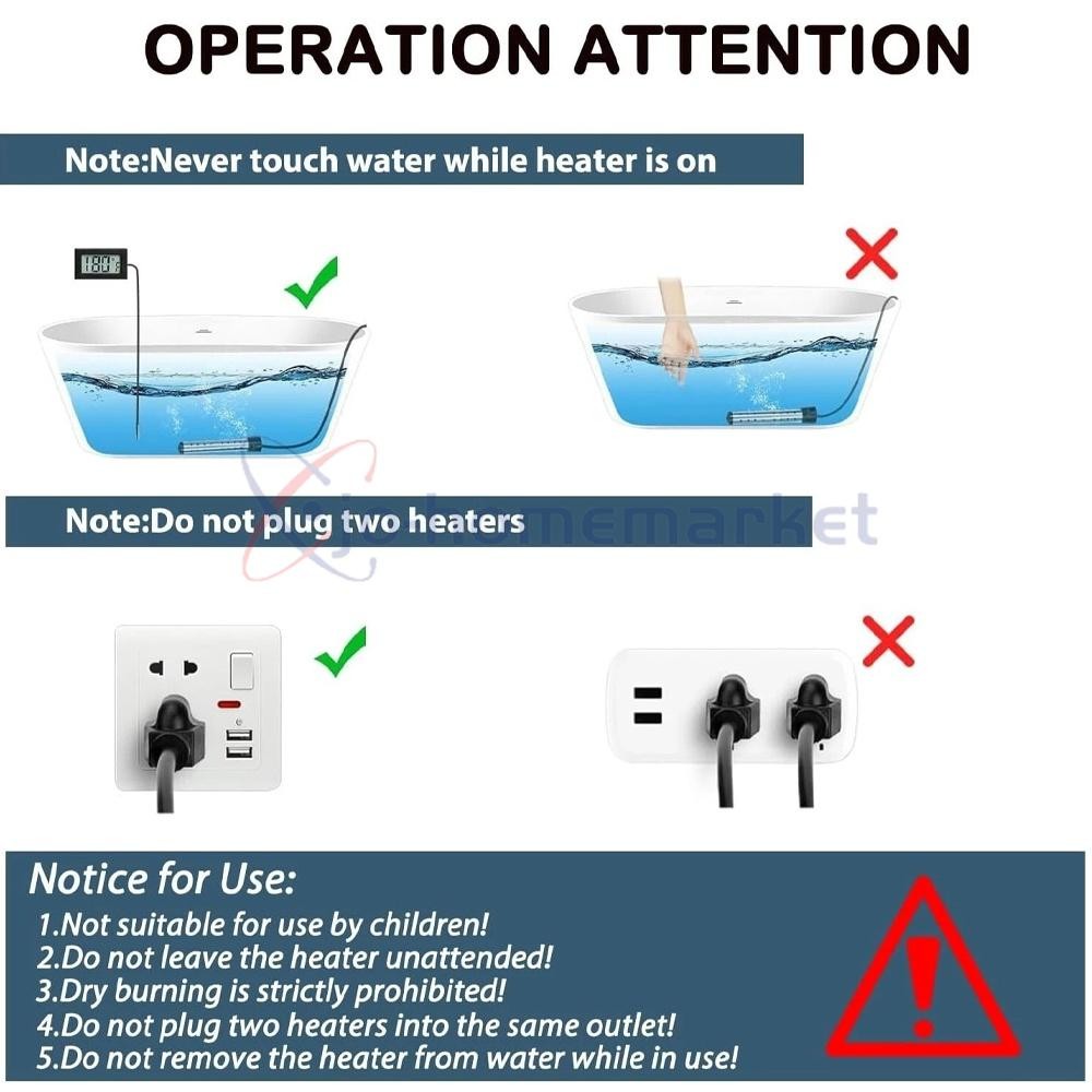 Immersion Water Heater , 2000W Submersible Portable Electric Heaters 110V