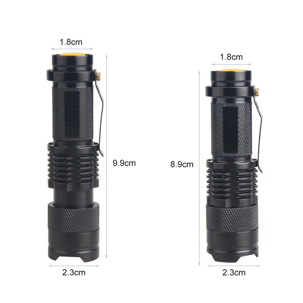 2X Mini LED Flashlight Camping Light Zoomable 3-Mode Torch Astronomy Night Lamp