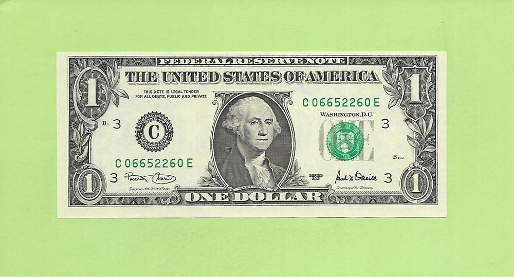 2001 ..UNCIRC $1  C 0665 2260 E   .... 2001 $1  C-E    66 & 22    NICE NOTE