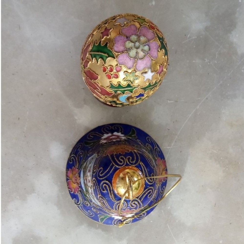 Cloisonné Bell and Egg on Stand