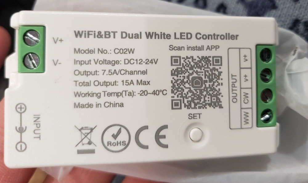 WIFI & BT DUAL WHITE LED CONTROLLER ,  MODEL : C02W