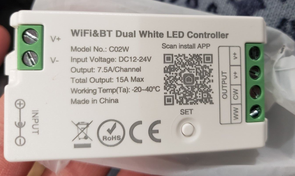 WIFI & BT DUAL WHITE LED CONTROLLER , MODEL : C02W