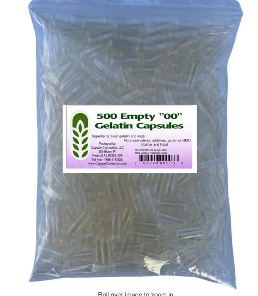 Empty Capsules 500 Count - Size 000 , Non-GMO USA HUGE SIZE