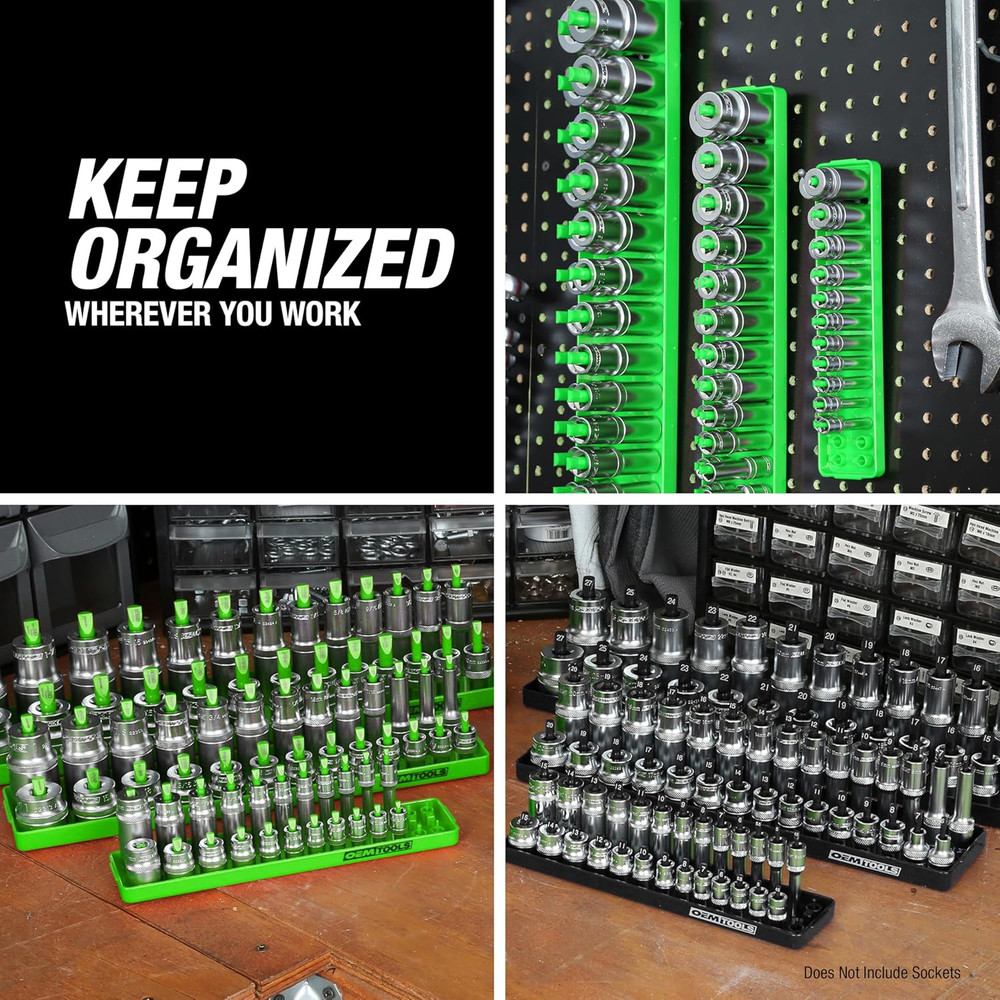 22204 Deep SAE Socket Organizer, Magnetic Socket Organizer with Secure Grip 1/4