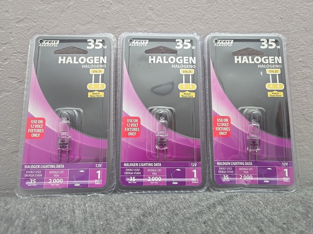 3 - Three Feit 35 Watt Lightning Data Clear Bulb Dimmable GY6.35 Base 120V NEW