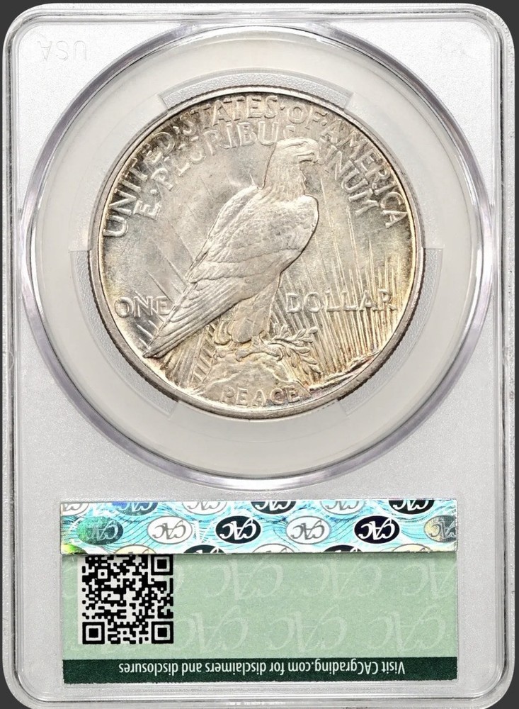 1921 PEACE SILVER DOLLAR HIGH RELIEF CACG MS64