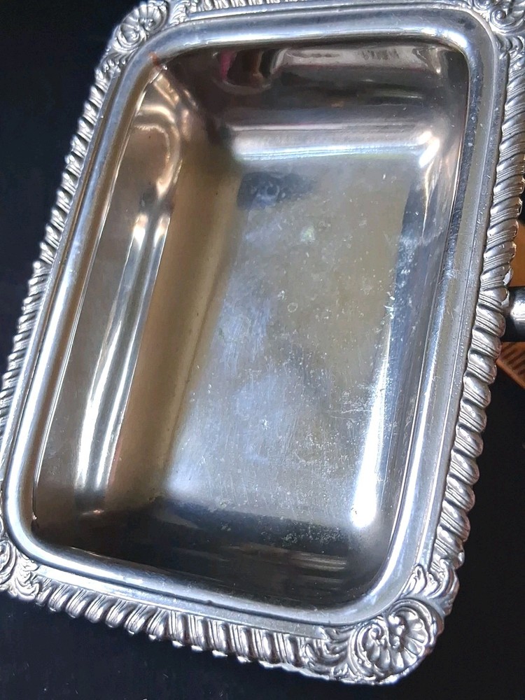 FB Rogers Small Silent Butler/Server Silver On Copper