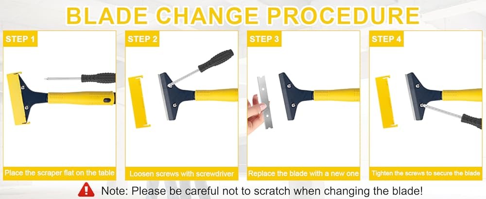 Scraper Tool, Wide Heavy Duty Floor Scraper. Long Handle,