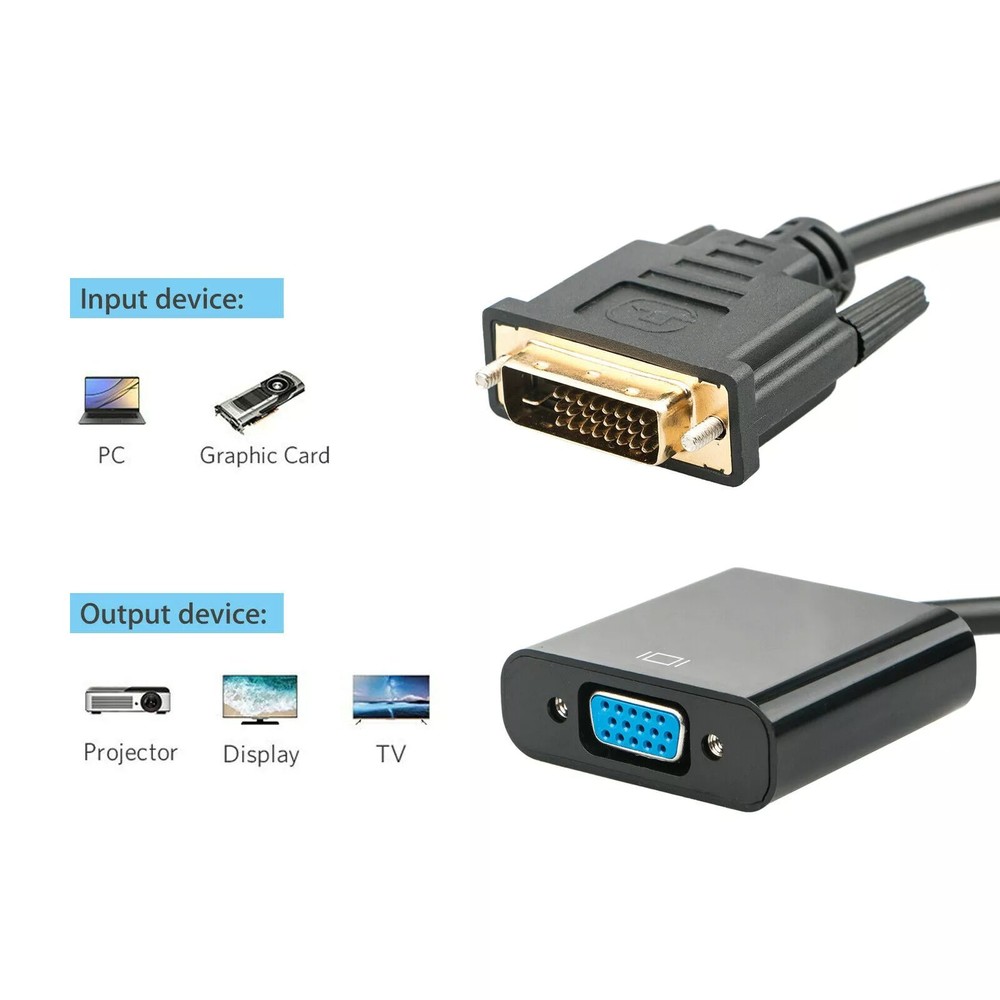 High Performance DVI to VGA Cable Adapter For DVI-D Enabled Desktops&Laptops