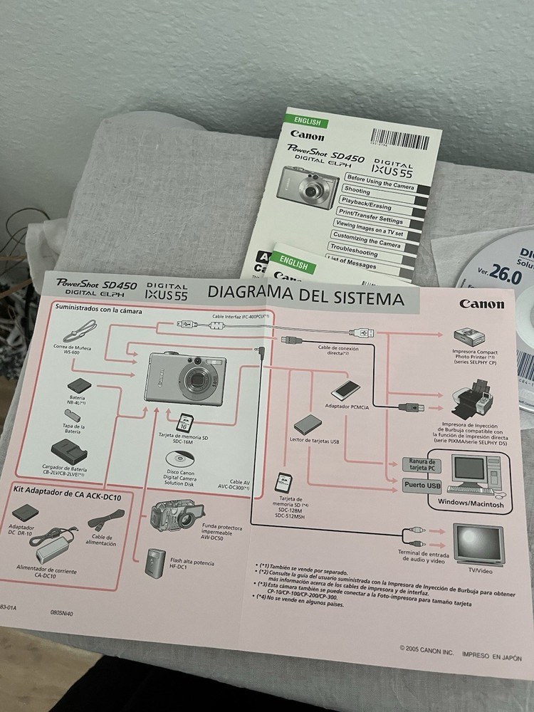 Canon PowerShot SD450 Camera Instruction Manual User GUIDES Basic n Advanced CD