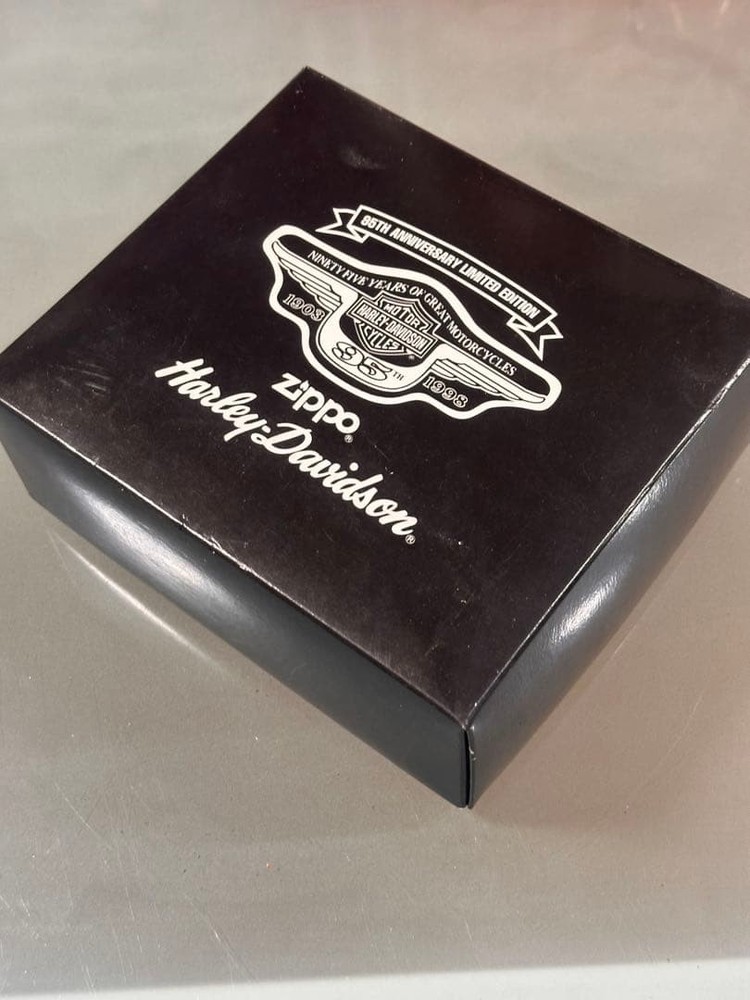 Harley Davidson 95th Anniversary Zippo with Engine Base New