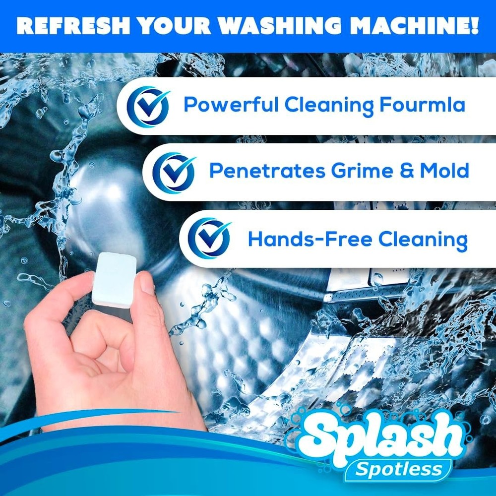 Splash Spotless Washing Machine Cleaner for HE Front Load & Top Load Washers