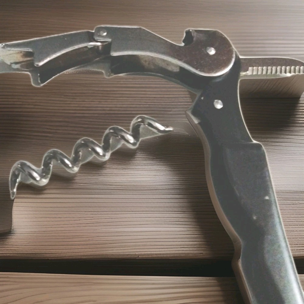 Set Of 4 Black Wine Corkscrew Bottle Cap Openers