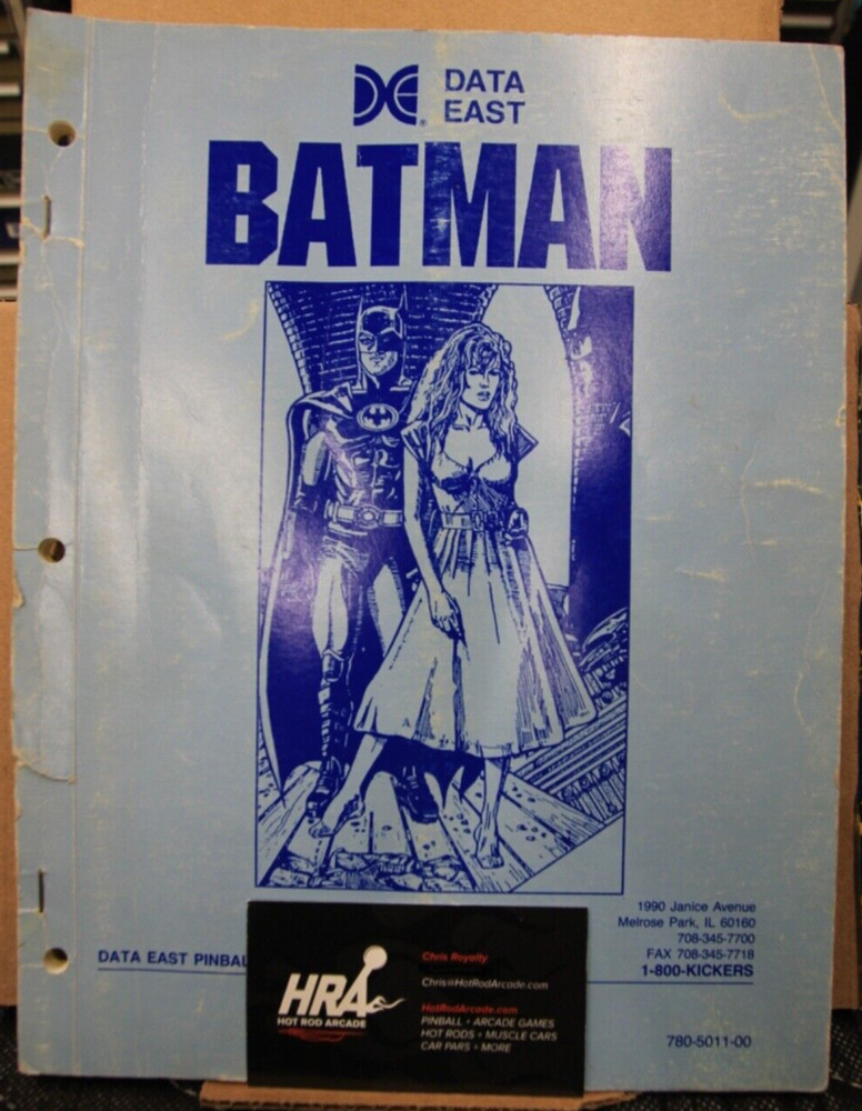 Batman Pinball Manual - Data East - 1991