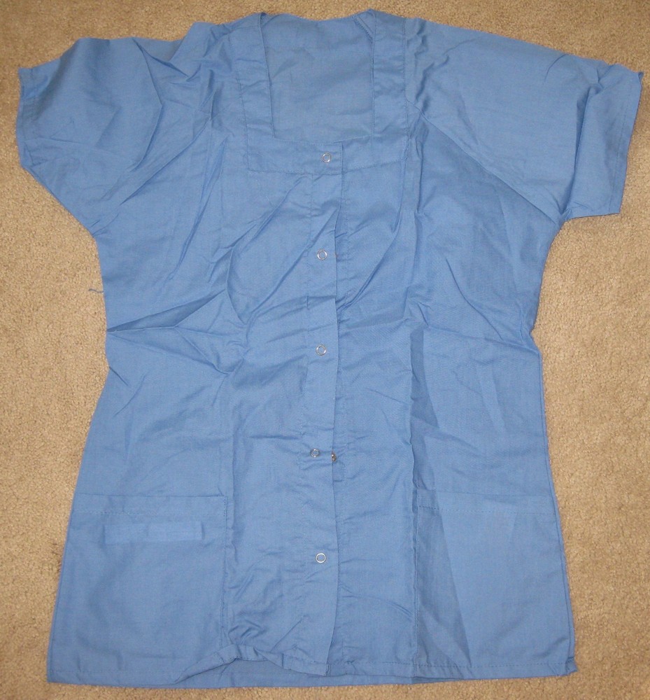 New Medical Lab Buttoned Medium Shirt - 27" L. - Light Blue - 2 Pockets 5 Button