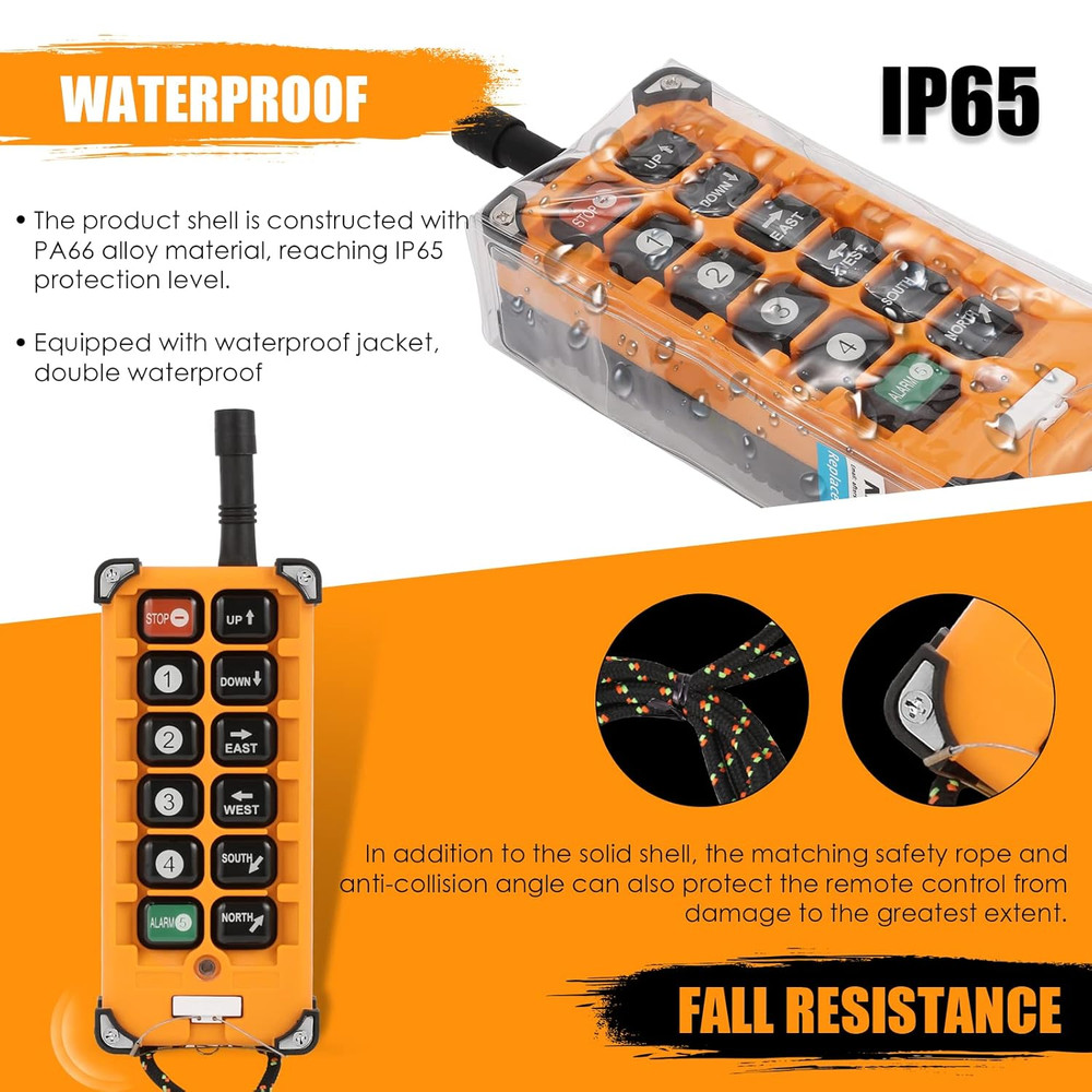 Wireless Crane Remote Control 12 Buttons 12V Industrial Channel Hoist Controller