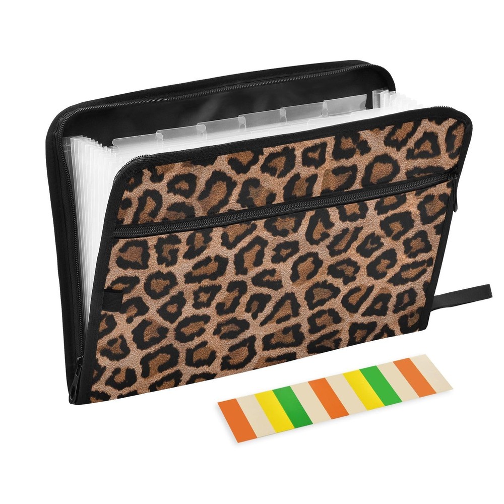 Black Leopard 13 Pocket Expanding File Folder with Labels A4 Document Folder ...