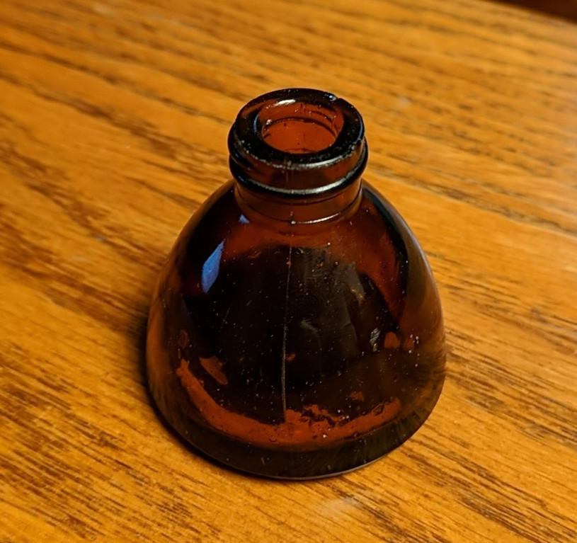 Vintage Amber Brown Squat Bottle