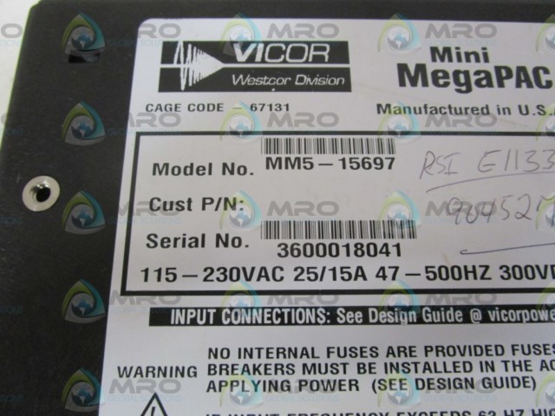 VICOR POWER SUPPLY MM5-15697 NSMP