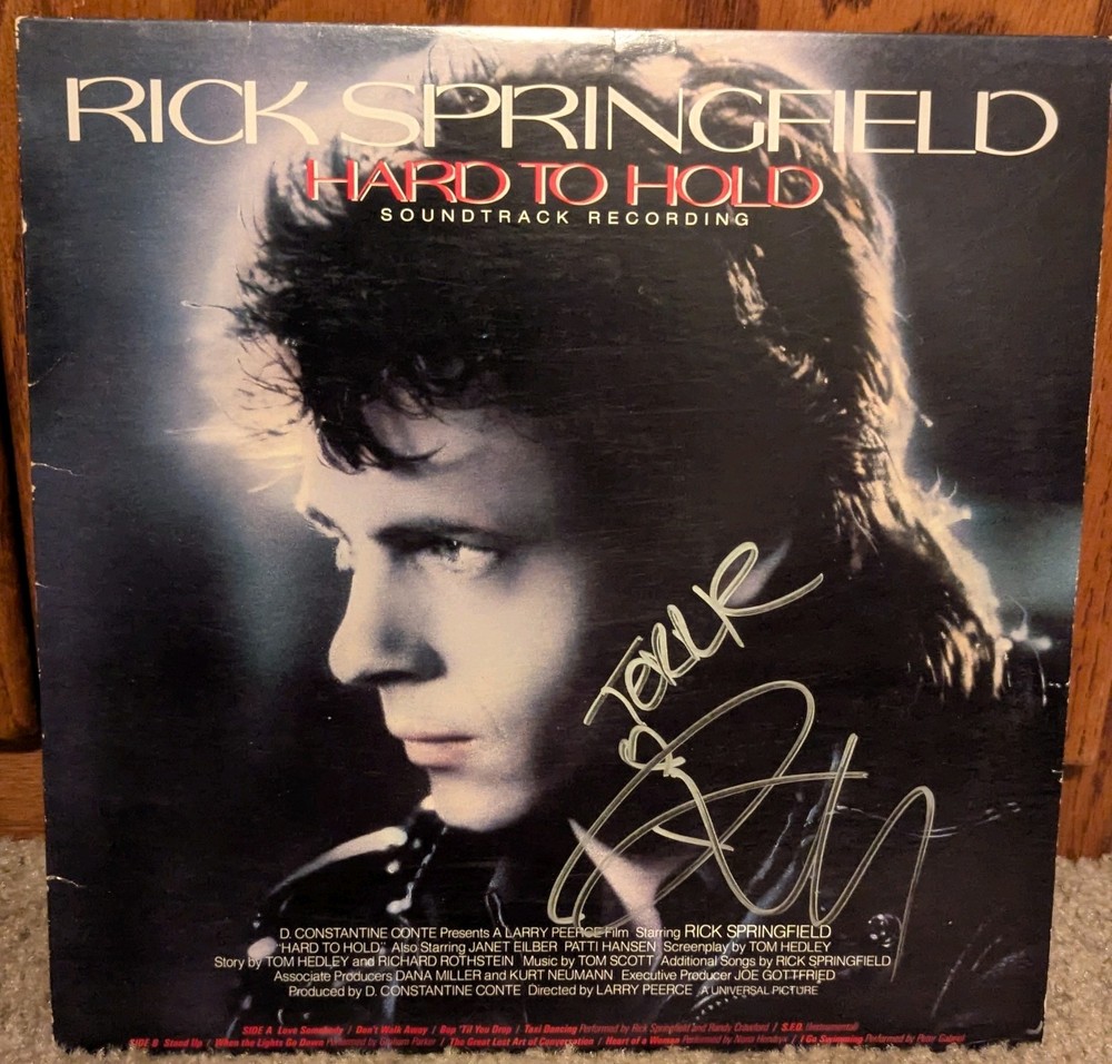 Rick Springfield Signed LP - Hard To Hold