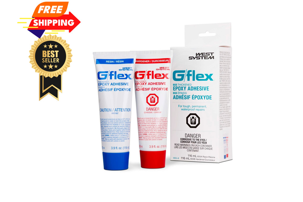 West System 655-8 G/flex Epoxy Adhesive, two 4.5 fl oz., Single Pack, White