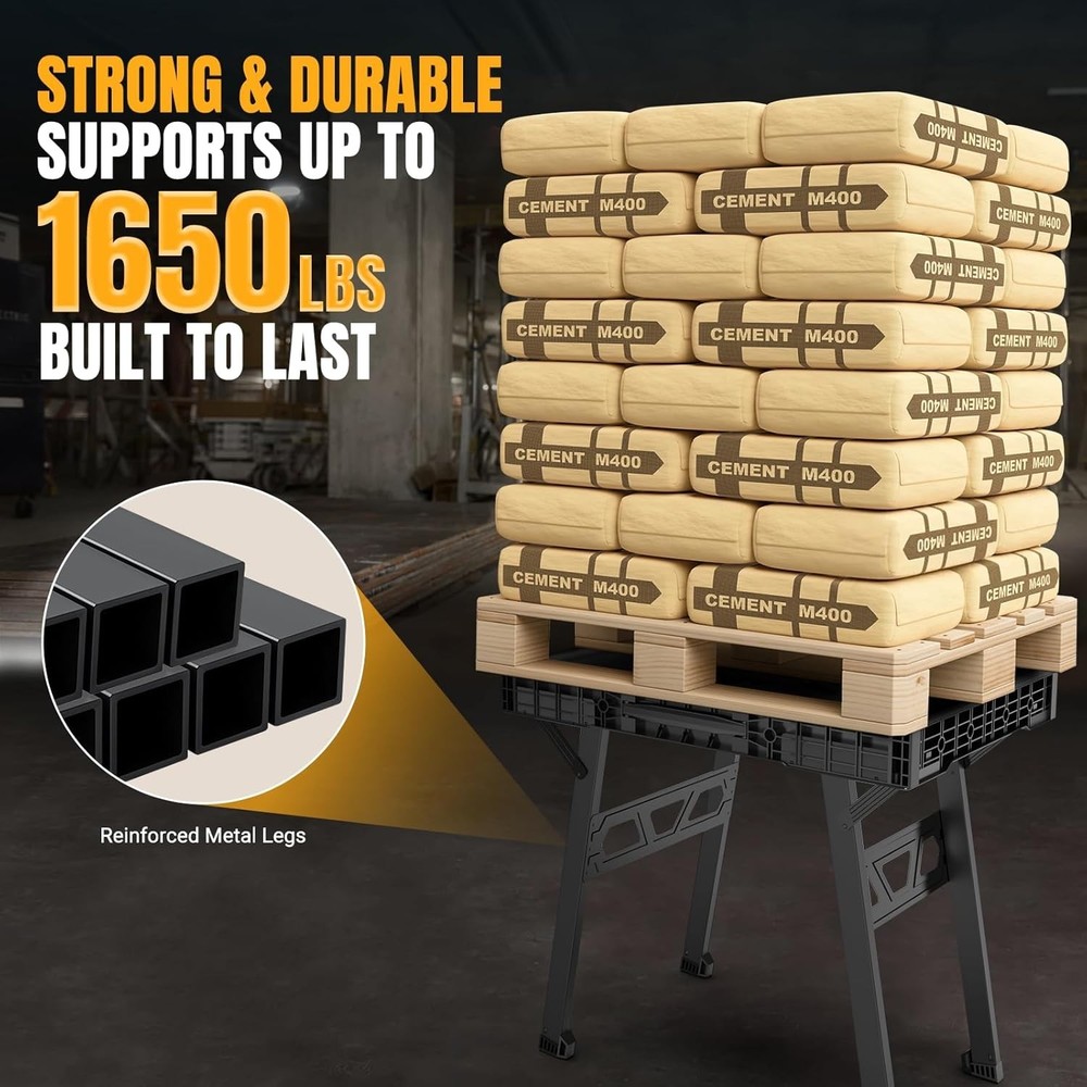 Portable Folding Workbench 34x24 Heavy Duty 1650lb Work Table DIY Site