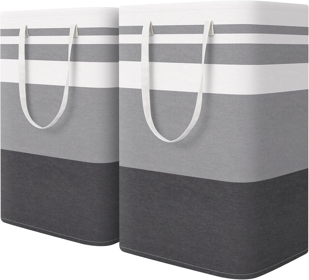 2-Pack Large Laundry Basket, Waterproof, Freestanding Laundry Hamper, Collapsibl