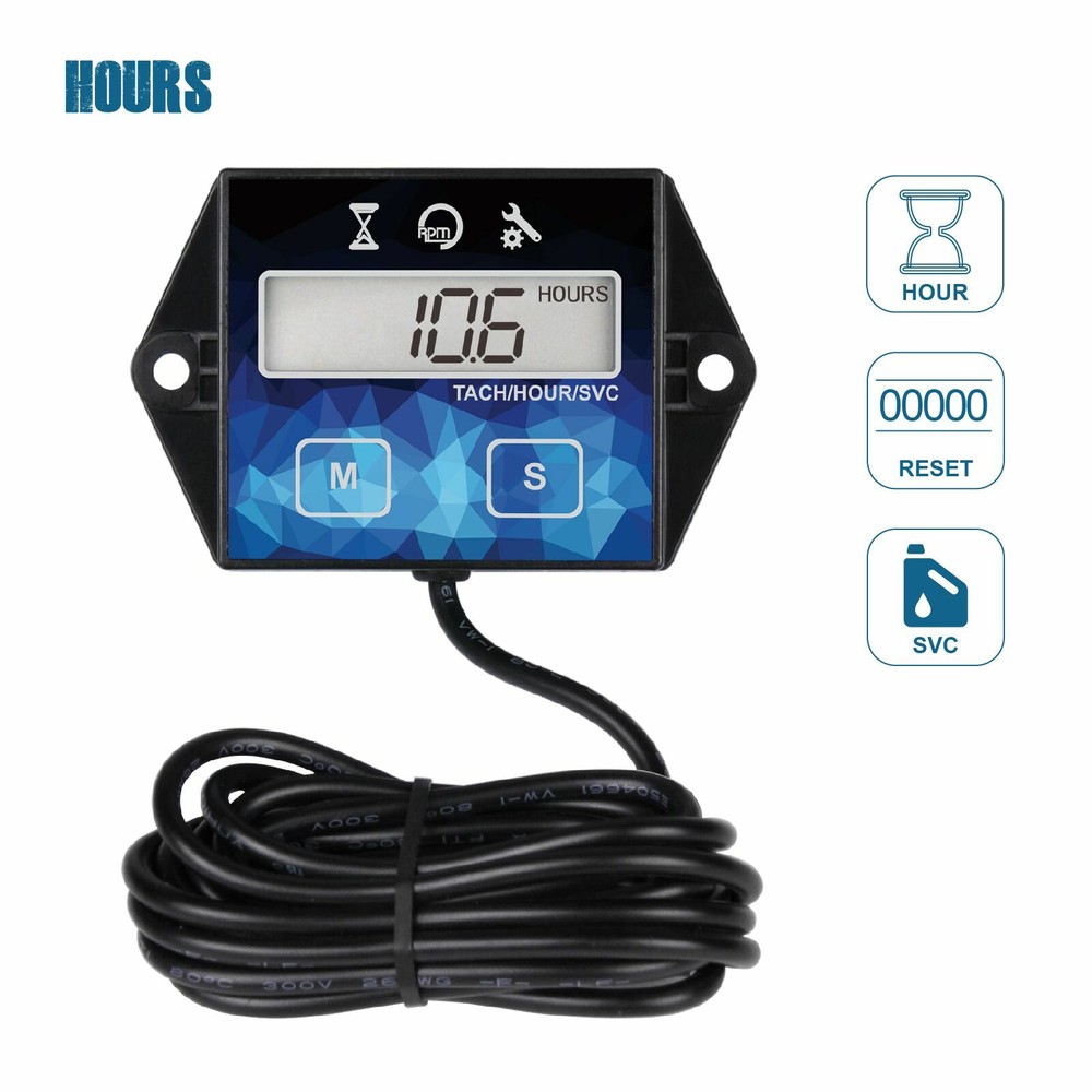 Self Powered Engine Digital Hour/Tachometer ZTR Lawn Mower Tractor Generator