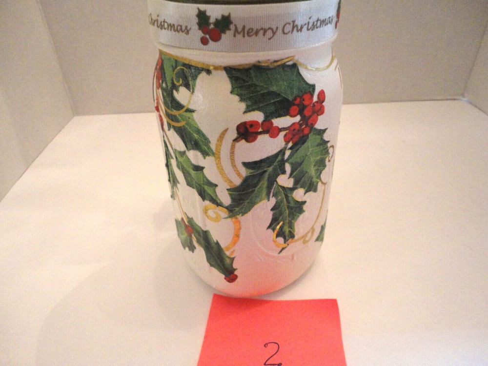 Decoupage Quart Mason Jar ( Handmade)