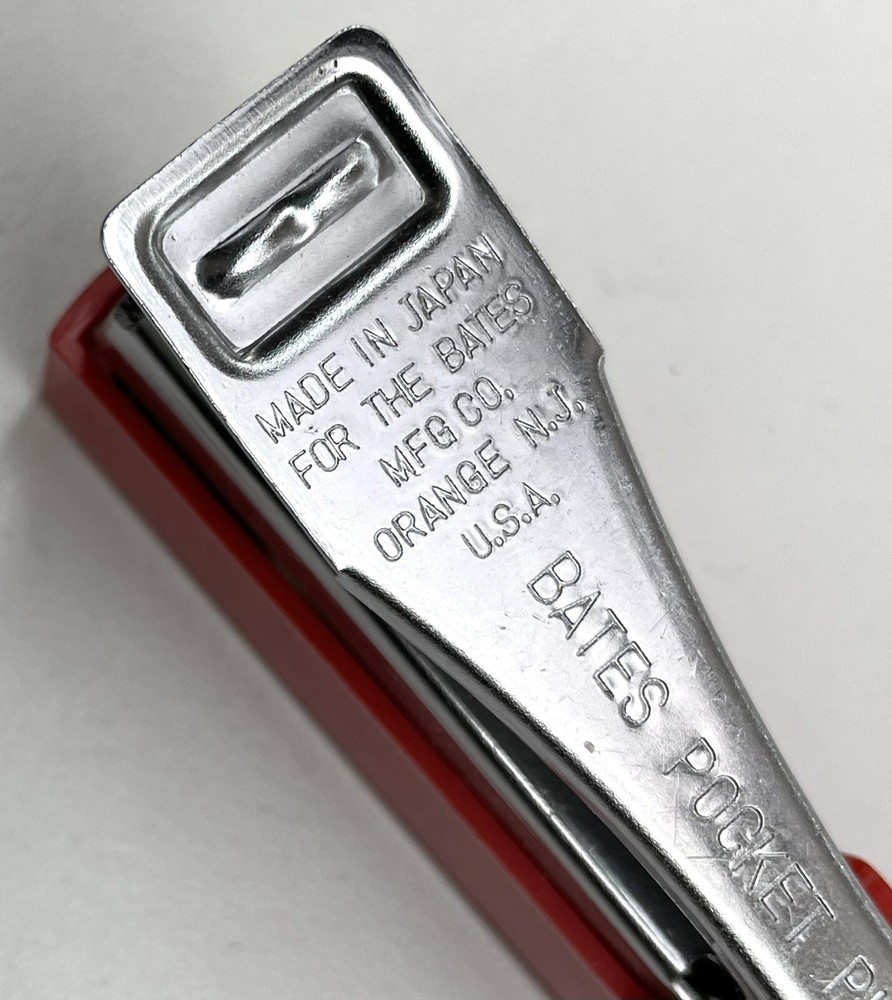 Bates Pocket Pixie Stapler Red with Box of Staples