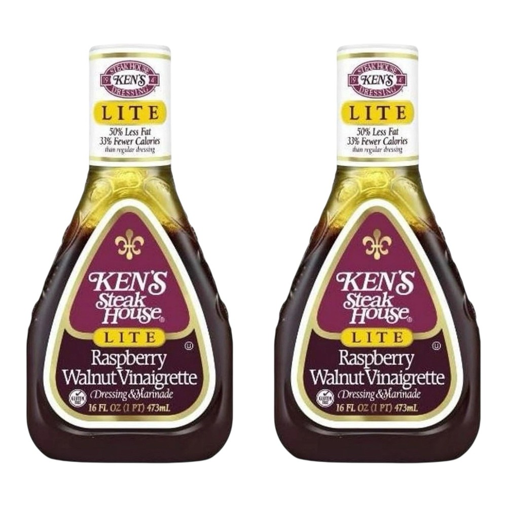 ( 2 Pack ) Ken's Lite Raspberry Walnut Vinaigrette Salad Dressing, 16 Oz
