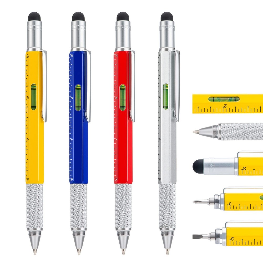 4 Pack Multitool Pen with Extra Refills Set, 6 in 1 Multitool Pen with Ruler ...
