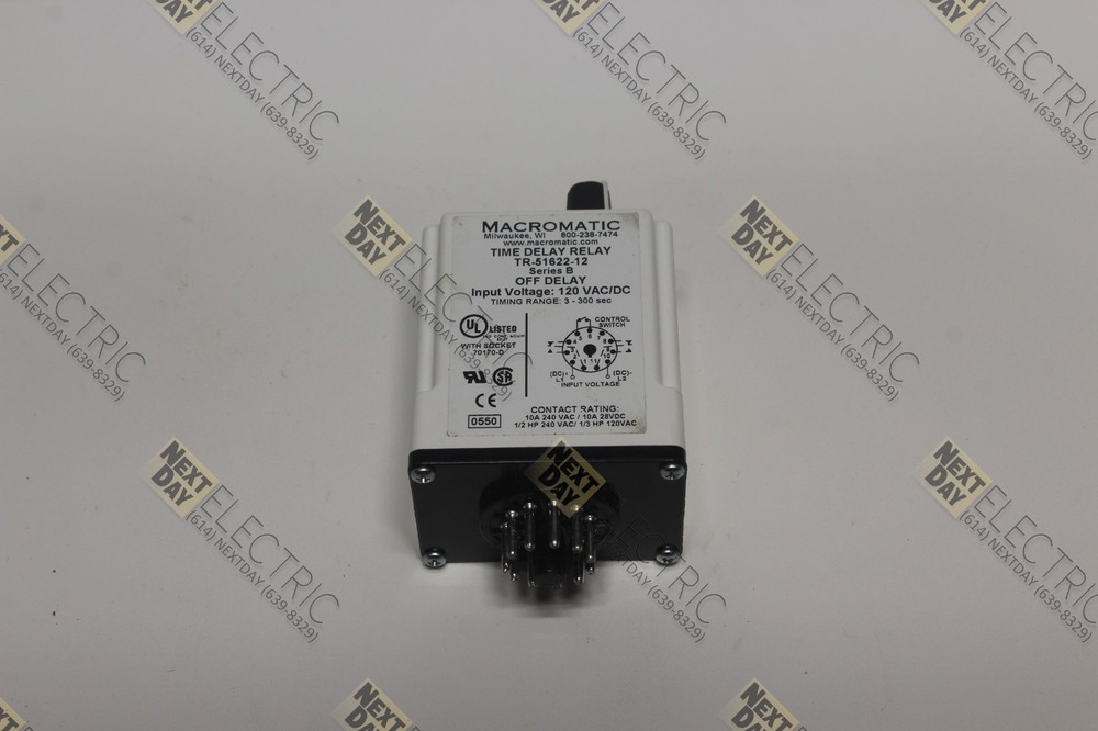 Macromatic, TR-51622-12, Time Delay Relay Off On Timer 3-300sec