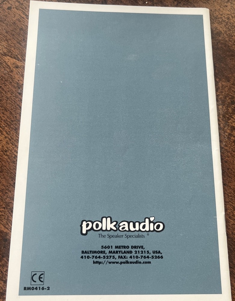 Original Polk Audio RT Series Instruction Manual models RT15, RT25, RT35, RT55