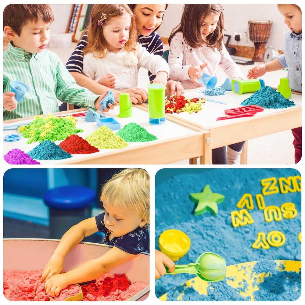 FlexiSand Value Pack 11lbs of 5 Colored Moldable Self-Sticking Sand,Never Dri...