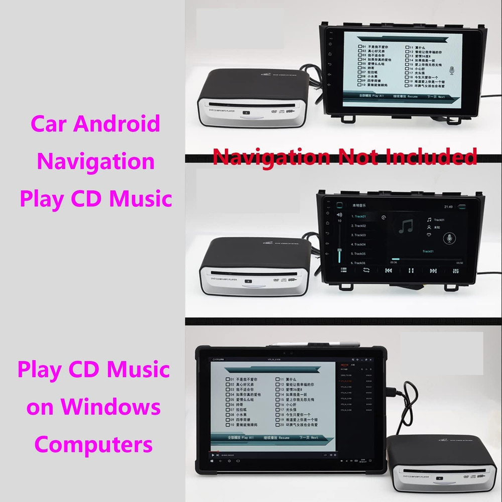 Car External Universal CD Player USB External Car Slot-Load CD Player Compatible