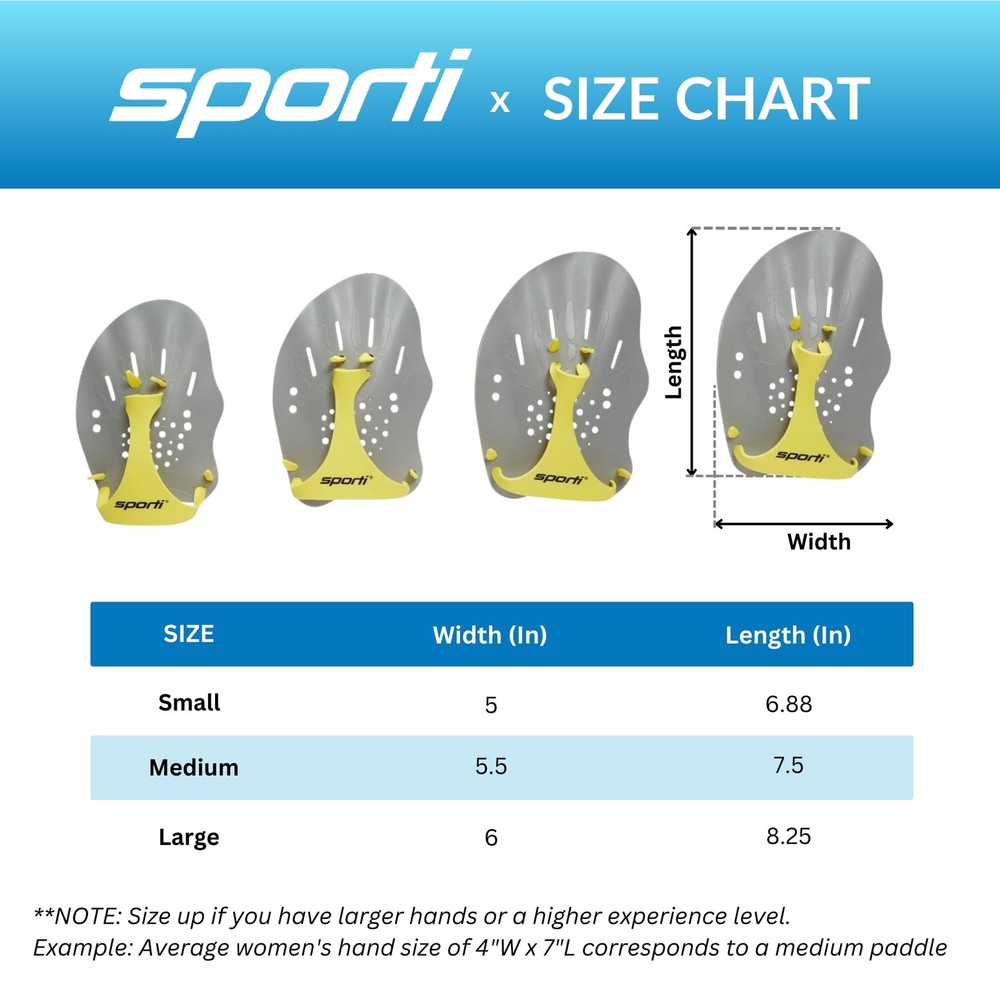 Sporti Swim Paddles (Medium) Medium, Grey