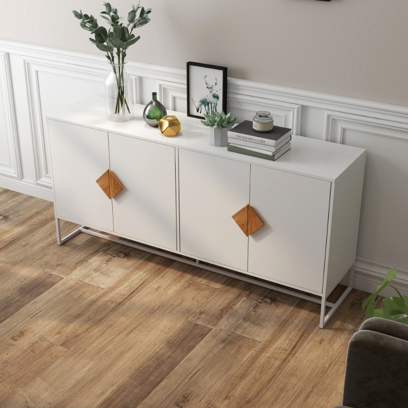 Solid wood special square handle design with 4 doors and double storage sideboar