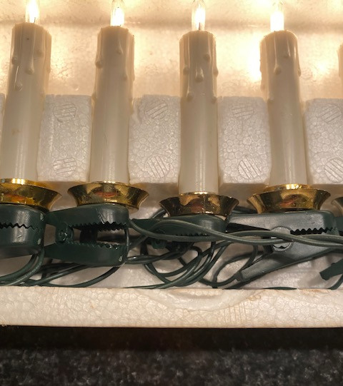 2 Boxes ~ Vintage Christmas Tree Lights Candle Clip On 10 Light String