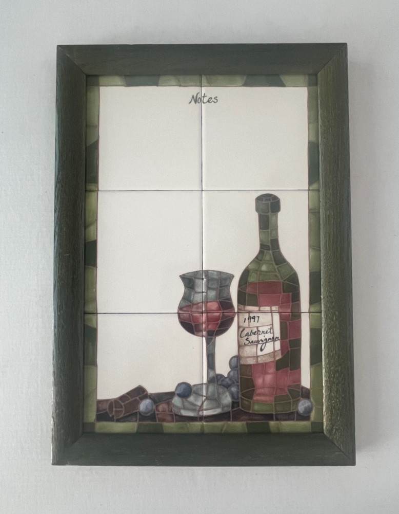 1997 Cabernet Wine Write on Wipe Off Notes Ceramic TILES Framed Empty Nest