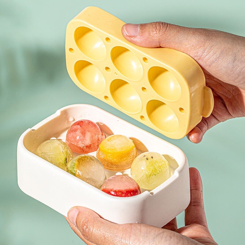 2pcs Freezer Ice Ball Maker Mold, 6 Round Ice Cube Tray, Color Random