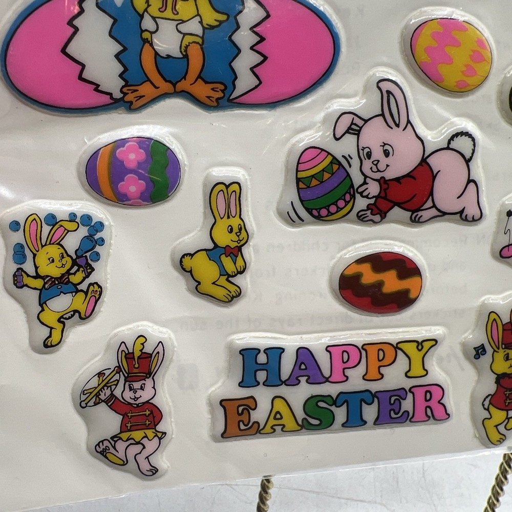Vintage Easter Puffy Stickers Bunny Rabbits Chicks Eggs Egg Time Elephant NIP