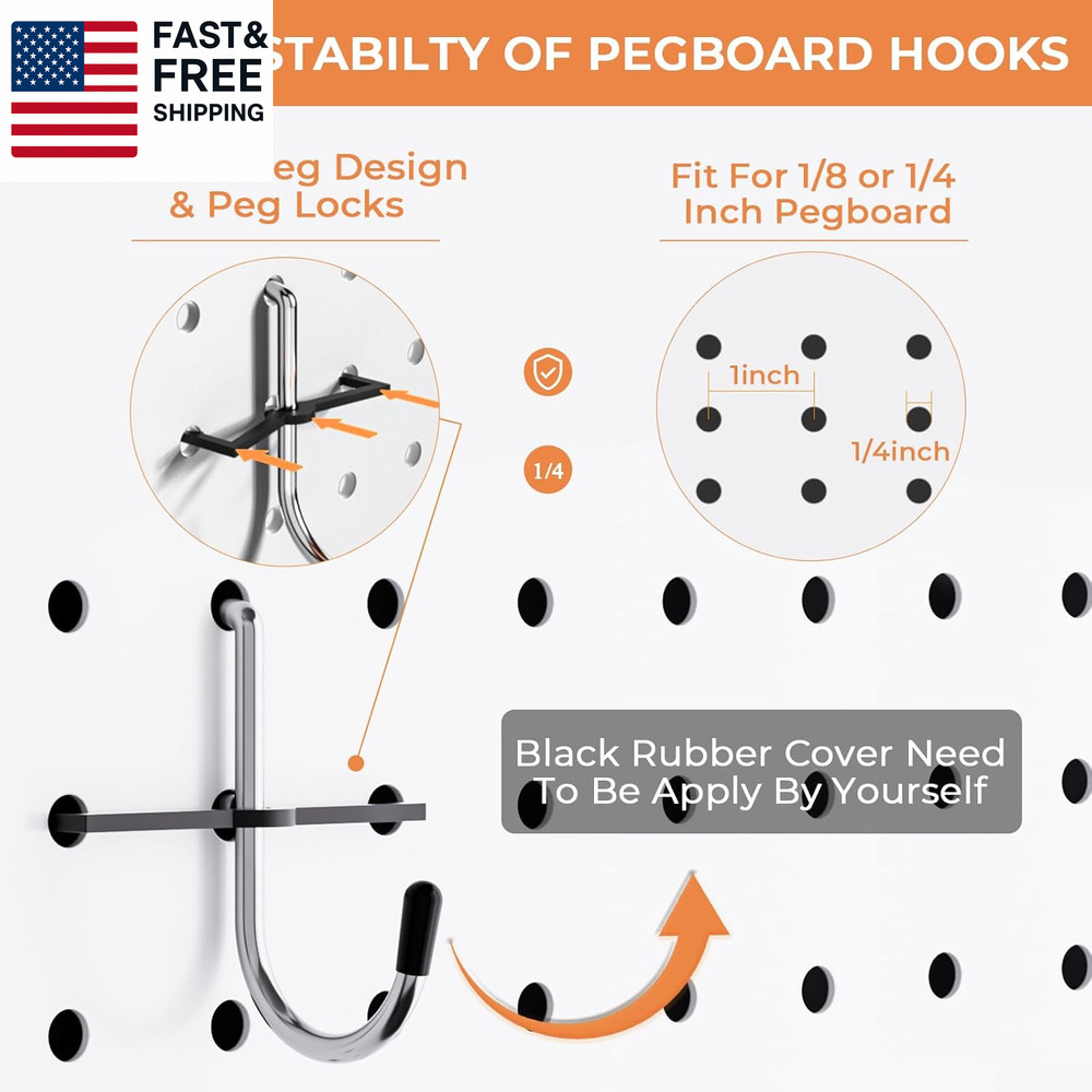 120PCS Pegboard Accessories Organizer Kit, Peg Board Hooks Assortment with Bin