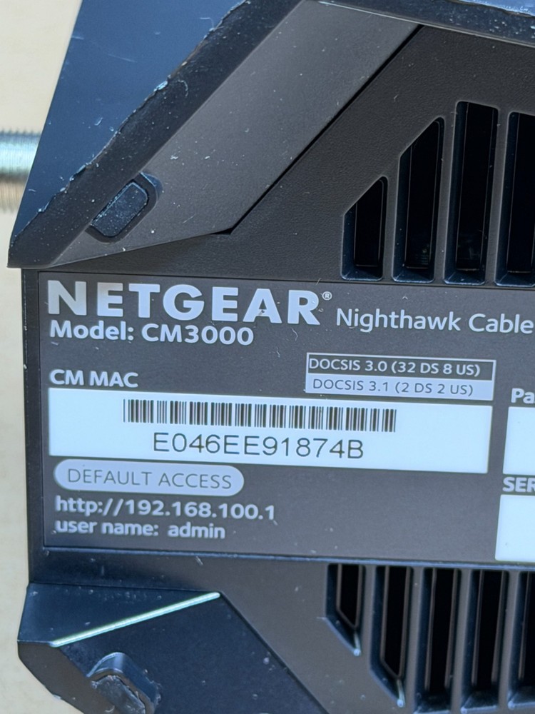 NETGEAR Nighthawk CM3000 High Speed Cable Modem Works Read!