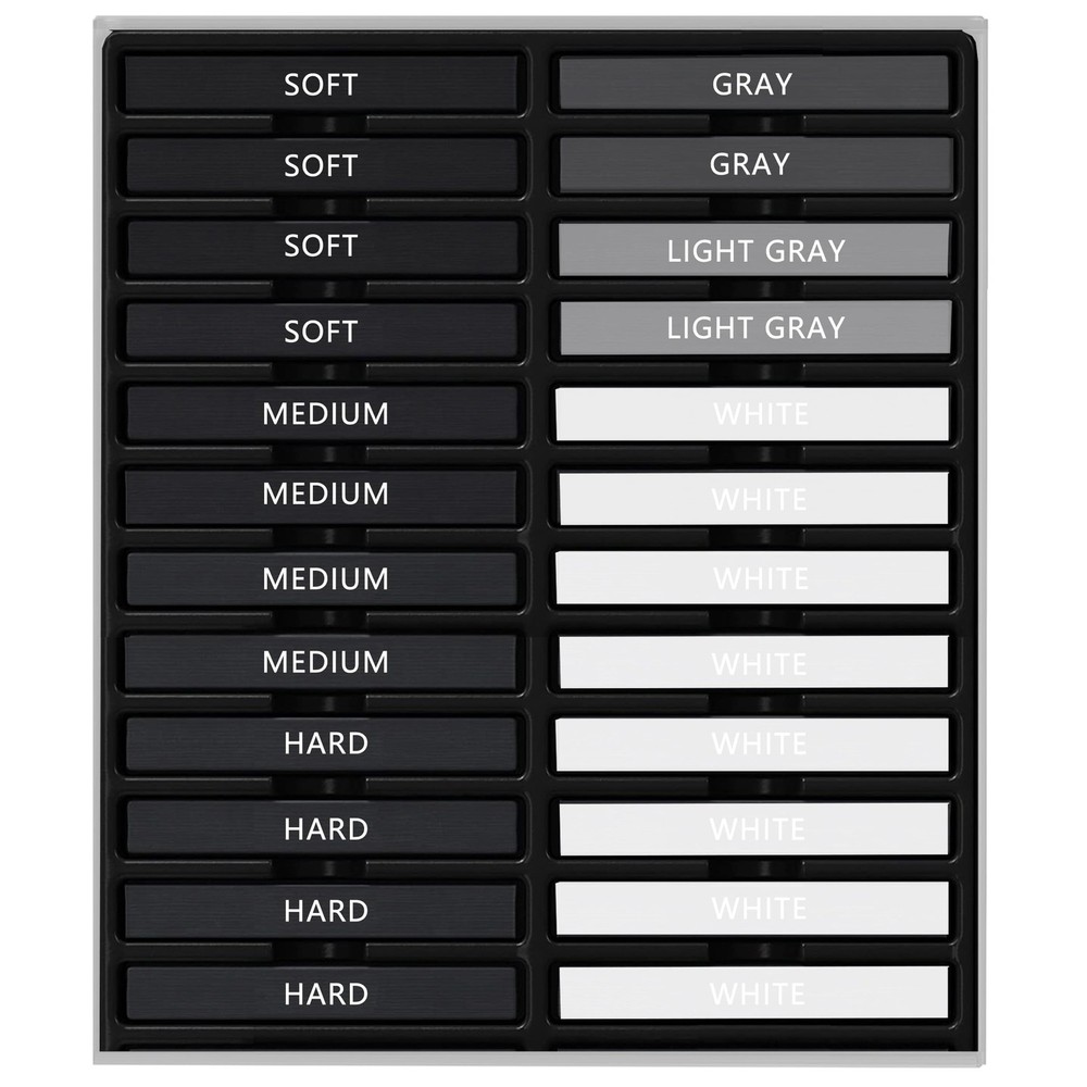24 Pcs Compressed Charcoal Sticks with Soft, Medium, Hard and White Charcoal,...