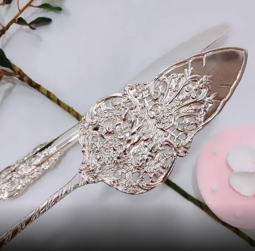 Wedding Cake Tools Set Elegant Wedding Cake Silver Shovel Knife Wedding Decora