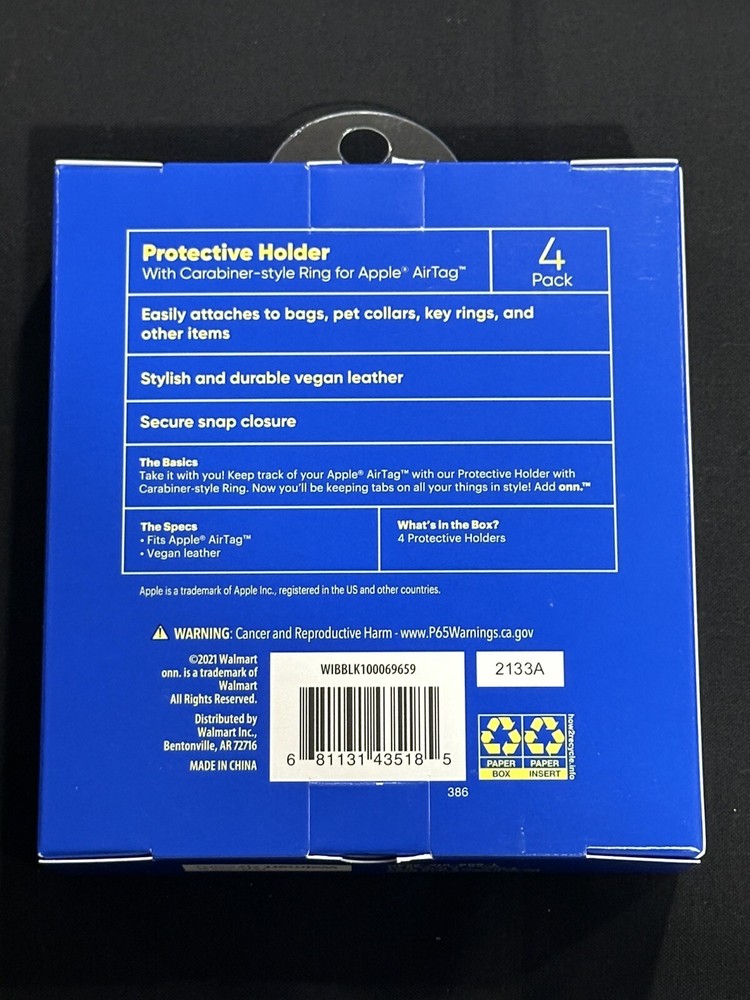 Add Onn Protective Apple Air Tag Holder 4 Pack New