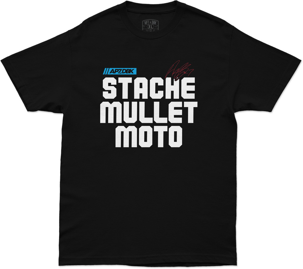 Stache Mullet Moto Tee Black 2x