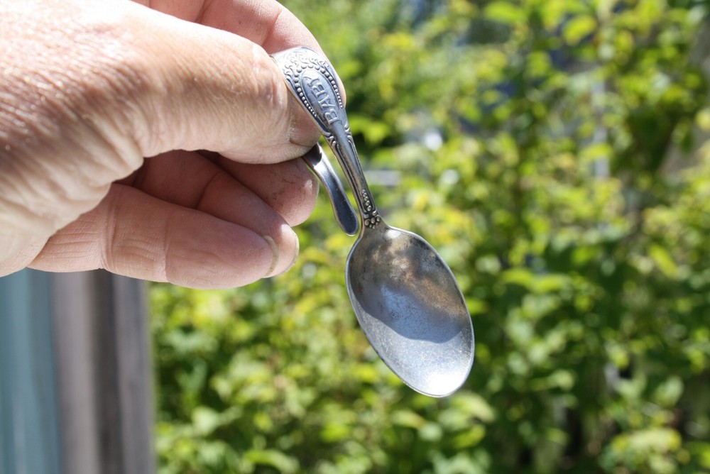 Antique Silver Plate BABY Handle LOOP BABY SPOON