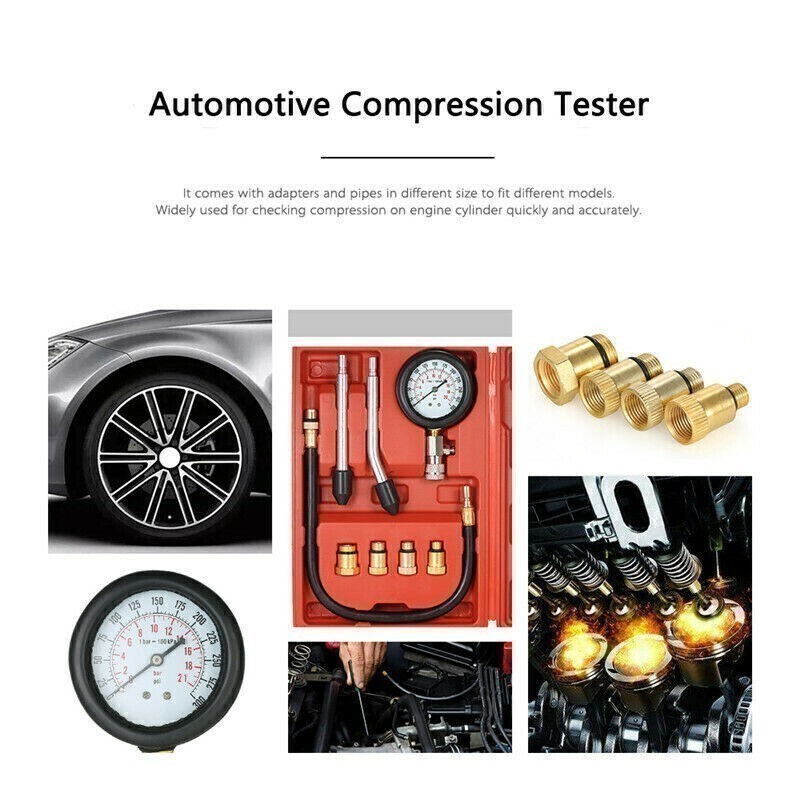 Petrol Engine Cylinder Compression Tester Kit for Automotive Motorcycle Tool Kit